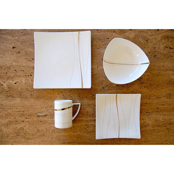 Red Vanilla Orbit Bone China Dinnerware Set Service for 4 & Reviews